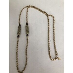 Sarah Coventry vintage necklace chain etched beads 36" long costume jewelry